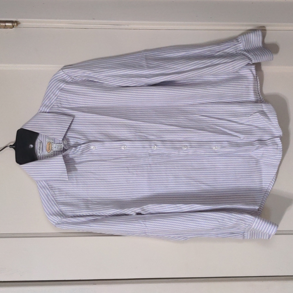 Talbot petites size 6 purple and white cotton blouse